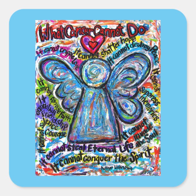 Colourful Angel What Cancer Cannot Do Poem Decal Square Sticker (Front)