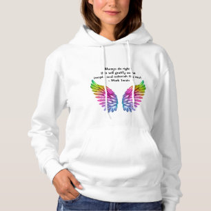 Colourful Angel Wings with Mark Twain Quote Hoodie