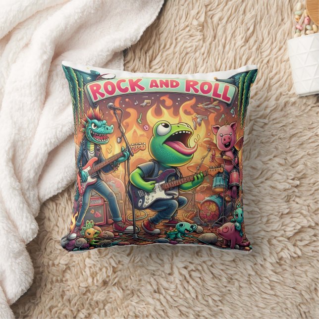Colourful Animal Band Performing Rock Music Cushion (Blanket)