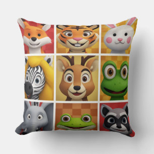 Colourful Animal Faces For Animal Lovers Cushion