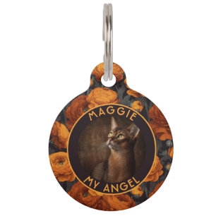 Colourful Animal Lover Gift Ranunculus Print Pet Tag