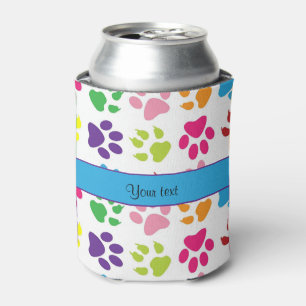 Colourful Animal Paw Prints Can Cooler