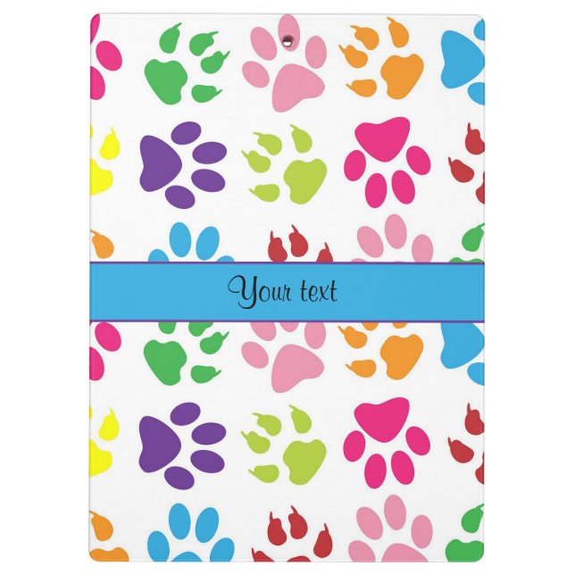 Colourful Animal Paw Prints Clipboard (Back)