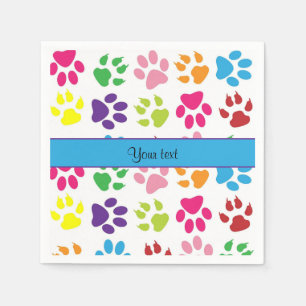 Colourful Animal Paw Prints Napkin