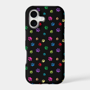 Colourful Animal Paw Prints on Black