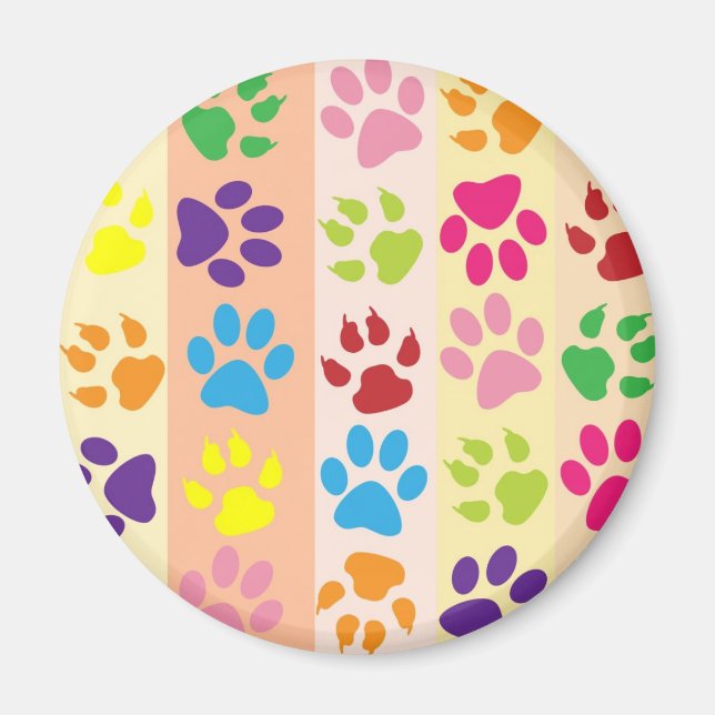 Colourful animal paws pattern magnet (Front)