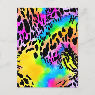 Colourful Animal Print Pattern Postcard