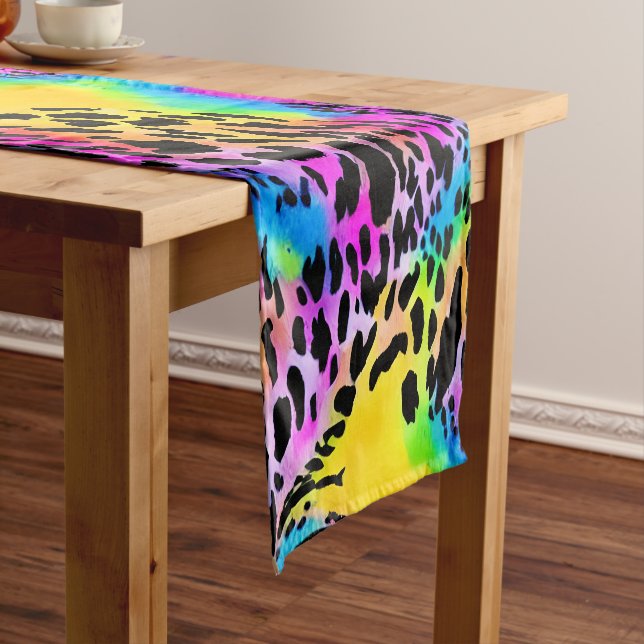 Colourful Animal Print Pattern Short Table Runner (In Situ)
