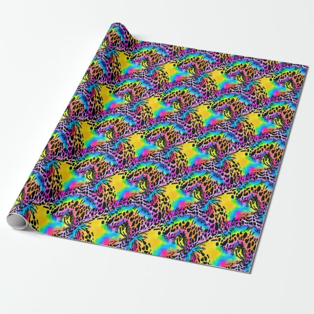 Colourful Animal Print Pattern Wrapping Paper (Unrolled)