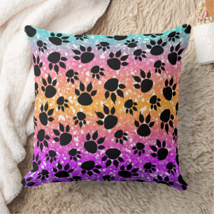 Colourful Animal Print & Paw Texture Cushion