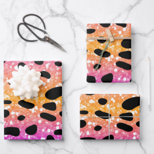 Colourful Animal Print & Paw Texture Wrapping Paper Sheet