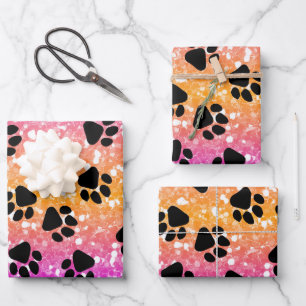 Colourful Animal Print & Paw Texture Wrapping Paper Sheet