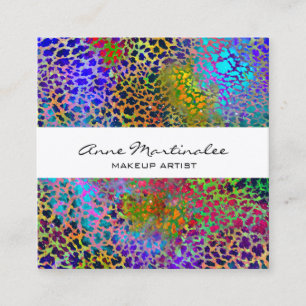 Colourful Animal Print Square Business Card