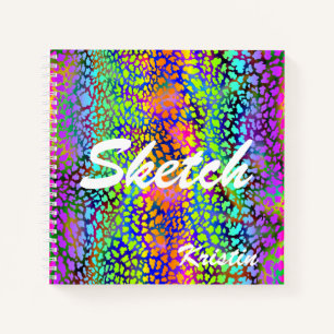 Colourful Animal Print With Name Sketchbook Notebook
