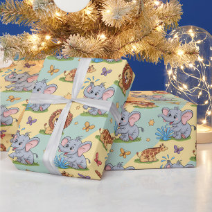 Colourful animal-themed wrapping paper