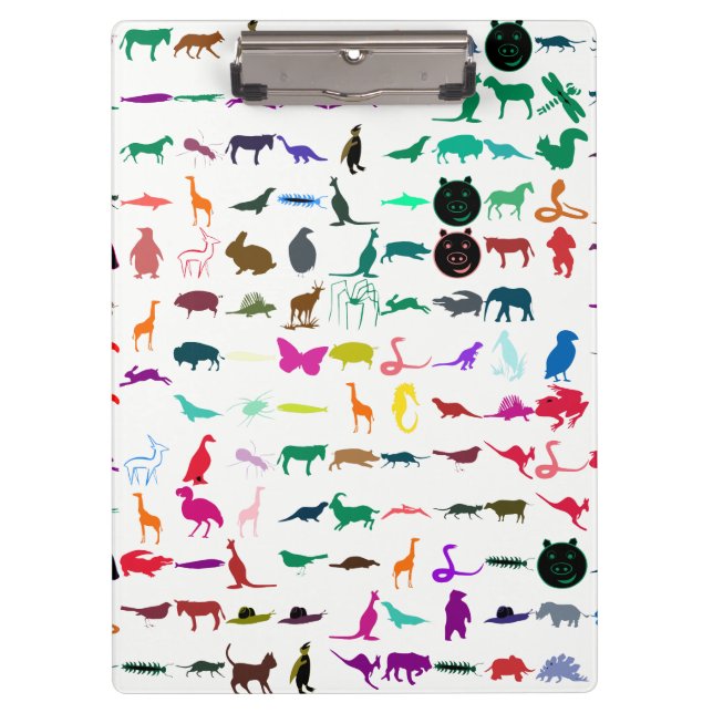 Colourful Animals Pattern #3 Clipboard (Front)