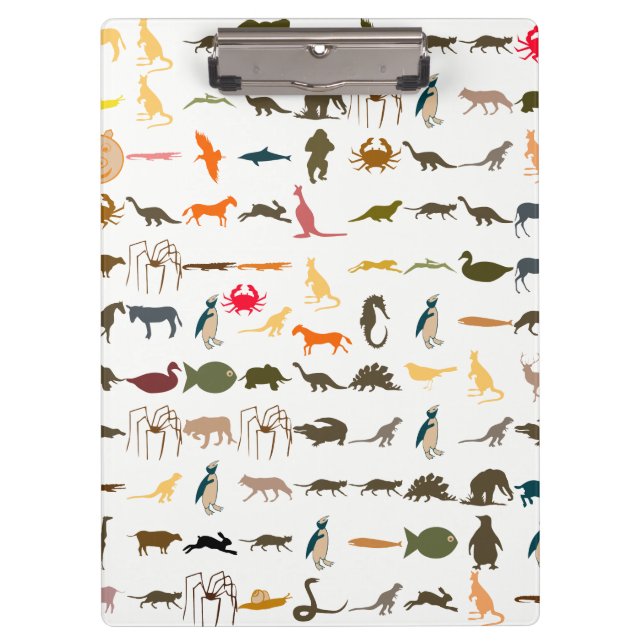 Colourful Animals Pattern #4 Clipboard (Front)