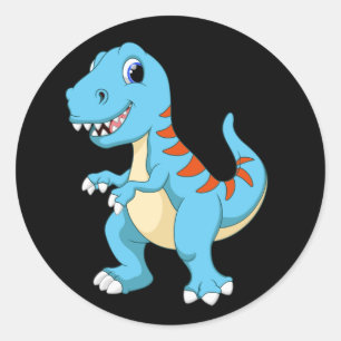 Colourful animated Dinosaur Classic Round Sticker