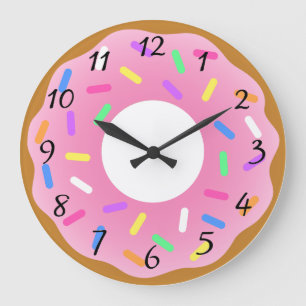 Colourful animated doughnuts large clock