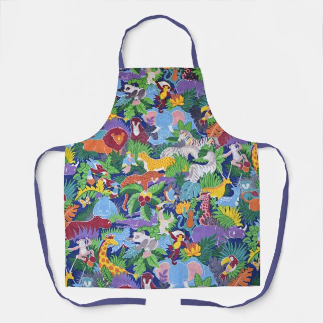 Colourful Animated Safari Animals Apron (Front)
