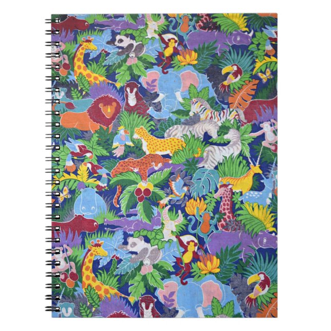 Colourful Animated Safari Animals Notebook (Front)