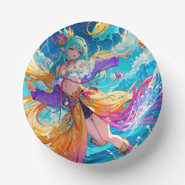 Colourful/anime/cartoon  paper plate (Front)