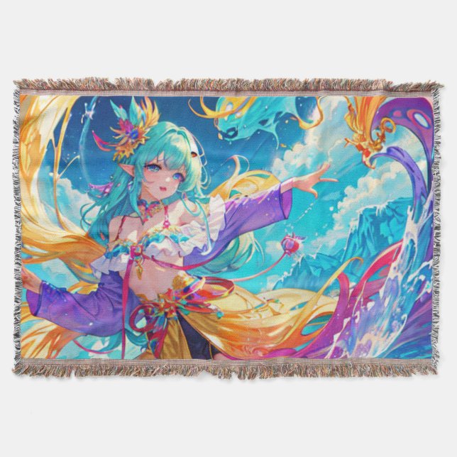 Colourful/anime/cartoon  throw blanket (Front)
