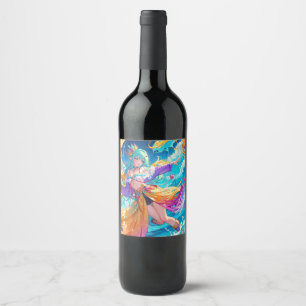 Colourful/anime/cartoon  wine label