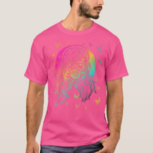 Colourful Anime Girl with Gas Mask and Butterflies T-Shirt