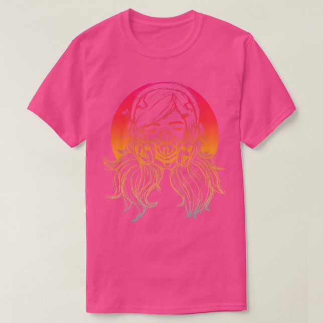 Colourful Anime Girl with Gas Mask Premium T-Shirt (Design Front)