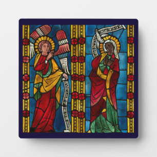 Colourful Annunciation With Mary And Gabriel Plaque