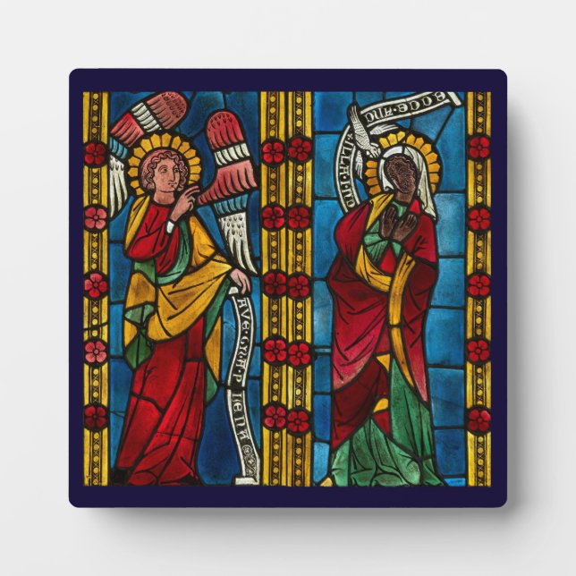 Colourful Annunciation With Mary And Gabriel Plaque (Front)