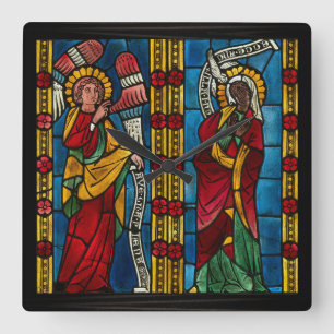 Colourful Annunciation With Mary And Gabriel Square Wall Clock