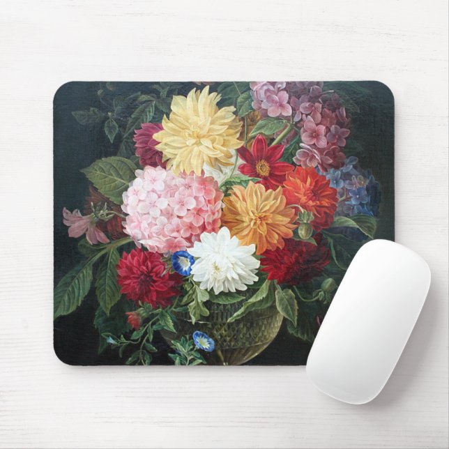 Colourful Antique Flowers Still Life Art Painting Mouse Mat (With Mouse)