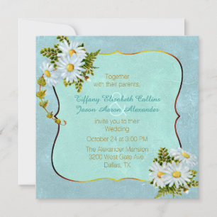 Colourful Antique Inspired Daisy Wedding Invitatio Invitation
