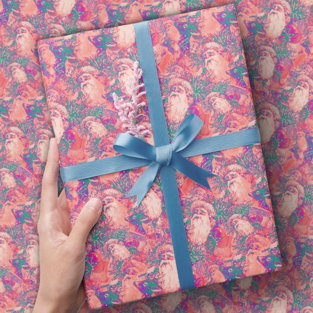 colourful antique santa claus pattern christmas wrapping paper (Creator Uploaded)