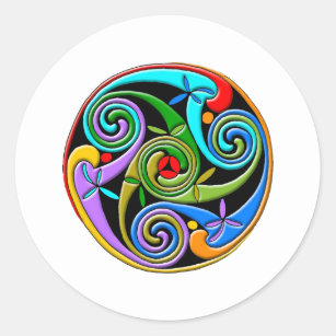 Colourful Antique Style Celtic Art Classic Round Sticker