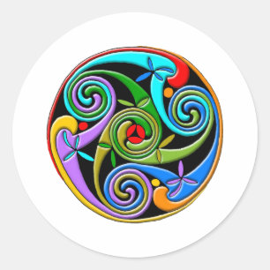 Colourful Antique Style Celtic Art Classic Round Sticker