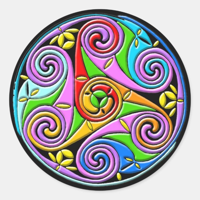 Colourful Antique Style Celtic Art Classic Round Sticker (Front)