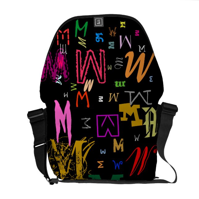 Colourful Any Letter Monogram/ Initials Generator Commuter Bag (Back Open)