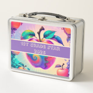 Colourful apple 1st grade star 2026 metal lunch box