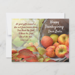 Colourful Apple Basket Personalise Thanksgiving Po Postcard