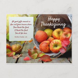 Colourful Apple Basket Thanksgiving Postcard
