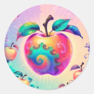 Colourful apple for Summer Classic Round Sticker