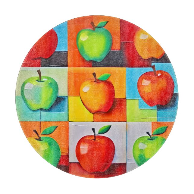 Colourful Apple Grid Cutting Board (Front)