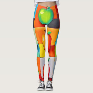 Colourful Apple Grid Leggings