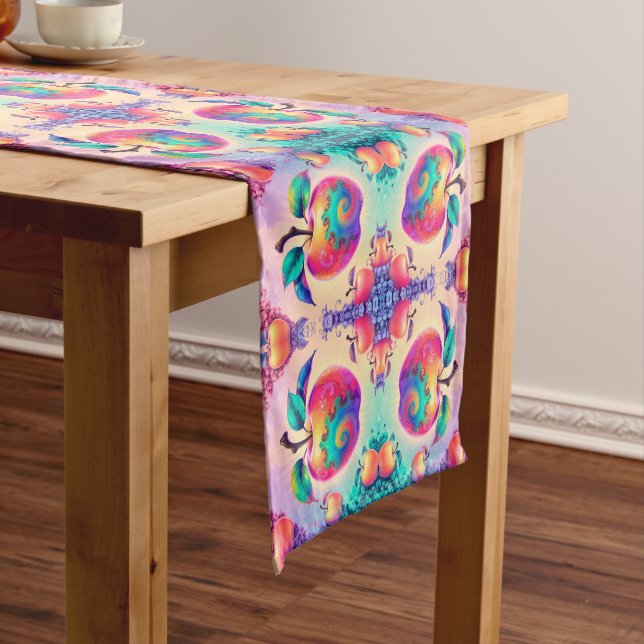 Colourful apple short table runner (In Situ)