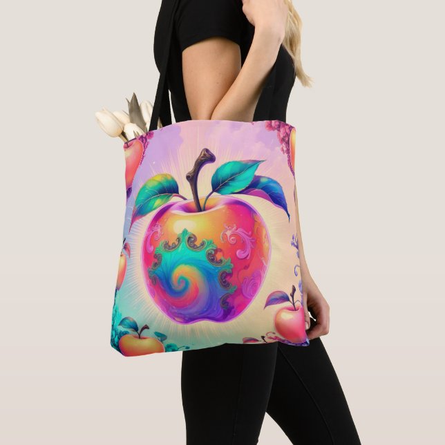 Colourful apple tote bag (Close Up)