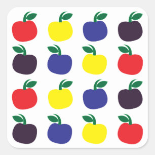 Colourful Apples Fruits  Square Sticker