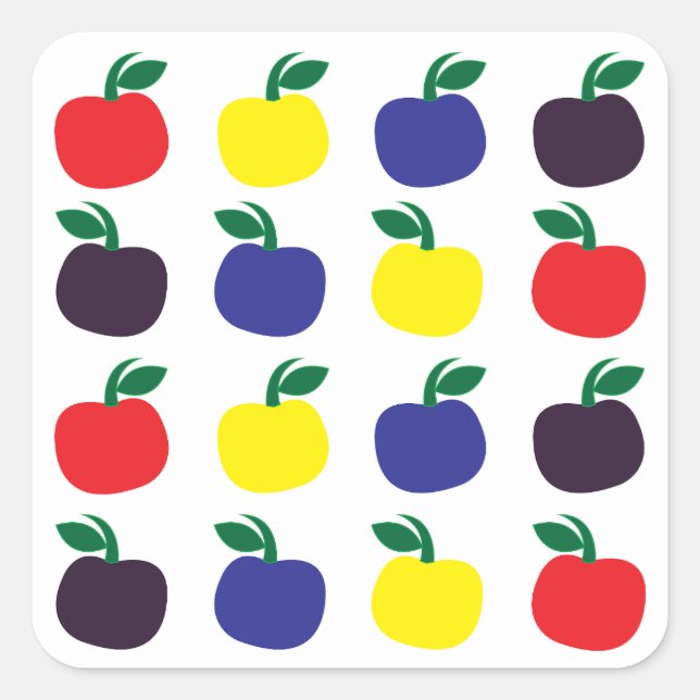 Colourful Apples Fruits  Square Sticker (Front)